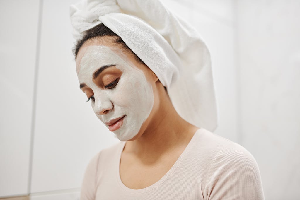 A Woman with Clay Mask for sensitive skin